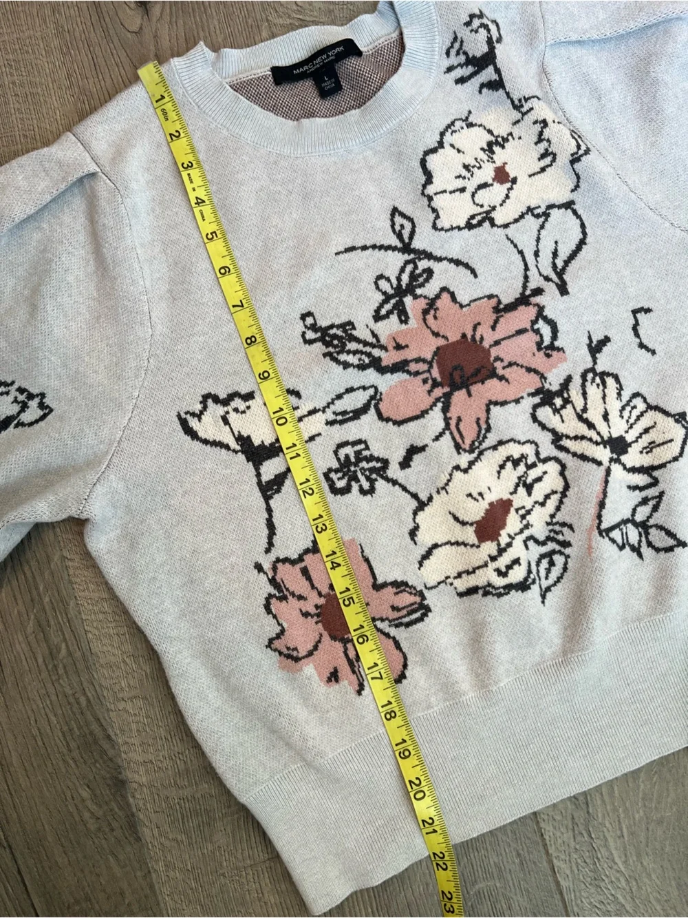 Floral Crewneck Sweater - Light Gray - Large